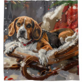 Rideaux De Douche Fête de Noël du chien beagle (Devant)