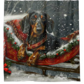 Rideaux De Douche Fête de Noël du chien Dachshund (Devant)
