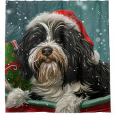 Rideaux De Douche Fête de Noël du chien tibétain Terrier (Devant)