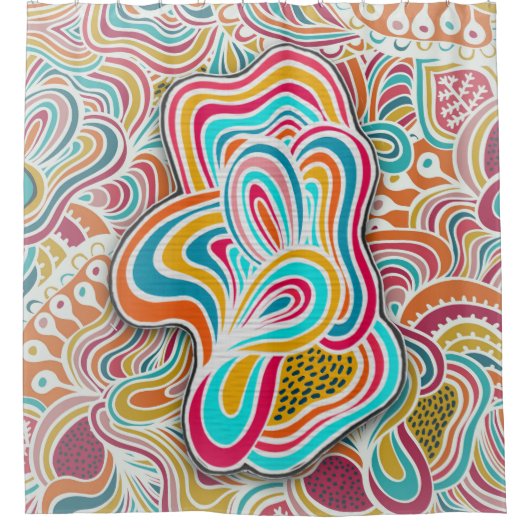 Rideaux De Douche Fête motif de Doodling (Devant)