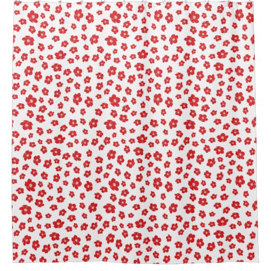 Rideaux De Douche Fêtes Noël Rouge Hibiscus Fleurs Flor (Devant)