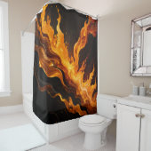 Rideaux De Douche Feu Abstrait sur Fond Noir (En situation)