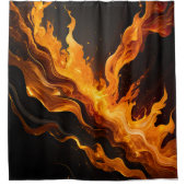 Rideaux De Douche Feu Abstrait sur Fond Noir (Devant)