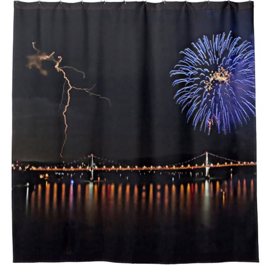 Rideaux De Douche Feu D'artifice Avec Éclair (Devant)