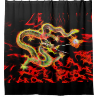 Rideaux De Douche Feu de dragon sur la conception Lucky Energy