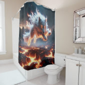 Rideaux De Douche Feu de lave de loup d'Imaginaire mignon (En situation)