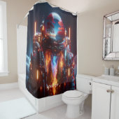 Rideaux De Douche Feu de paysage d'astronautes mignons Imaginaire (En situation)