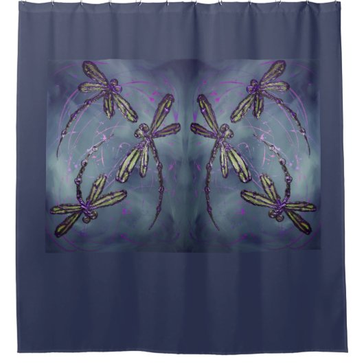 Rideaux De Douche Feu nocturne violet de libellule (Devant)