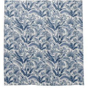 Rideaux De Douche Feuillage botanique tropical bleu
