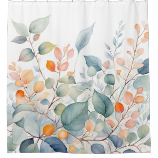 Rideaux De Douche Feuillage Vert Bleu Orange Feuilles