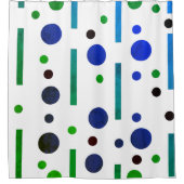 Rideaux De Douche Feuillage vert et bleu : Points et lignes (Devant)