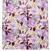 Rideaux De Douche Feuille de Bourgogne, modèle floral pourpre (Devant)