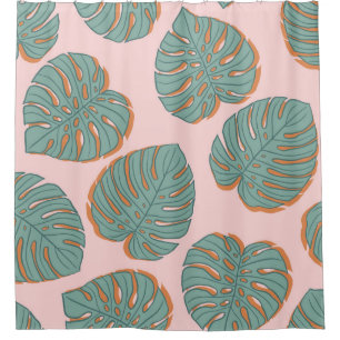 Rideaux De Douche Feuille de Monstera : Motif Vintage tropical