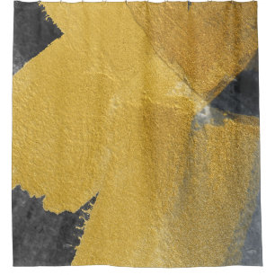 Rideaux De Douche Feuille d'or, conception noire abstraite