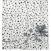 Rideaux De Douche Feuille gris et pois noir (Devant)