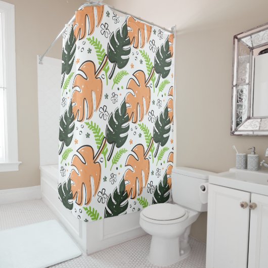 Rideaux De Douche feuille tropical (En situation)