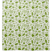 Rideaux De Douche Feuille tropicale verte et blanche (Devant)