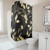 Rideaux De Douche Feuilles Abstraits de ginkgo. Parties scintillant  (En situation)