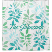 Rideaux De Douche Feuilles bleu vert (Devant)