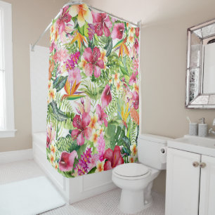 Rideaux De Douche Feuilles botaniques floraux tropicaux aux couleurs