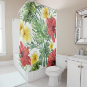 Rideaux De Douche Feuilles botaniques tropicaux & Fleurs Floral Chic (En situation)