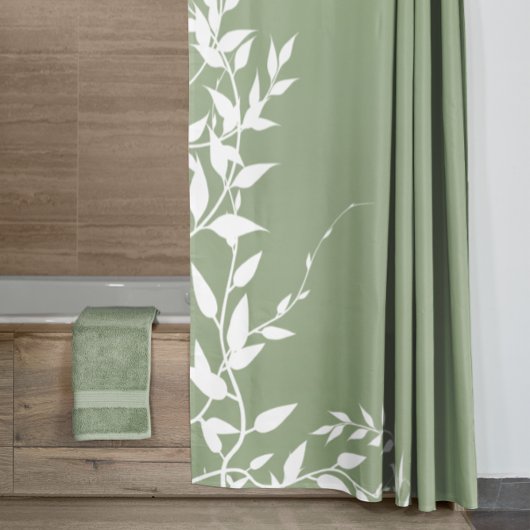 Rideaux De Douche Feuilles botaniques verts de Sage