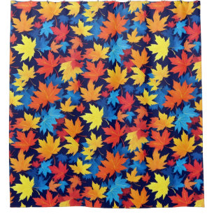 Rideaux De Douche Feuilles Colorées D'Automne Sur Arrière - plan Ble