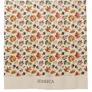 Rideaux De Douche Feuilles d'aquarelle orange d'automne