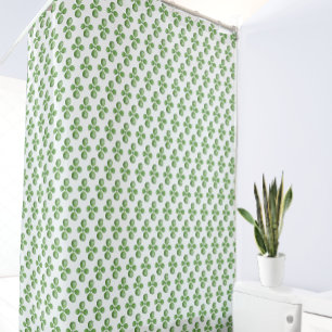 Rideaux De Douche Feuilles d'arbre en Jade Vert sur Fond Blanc
