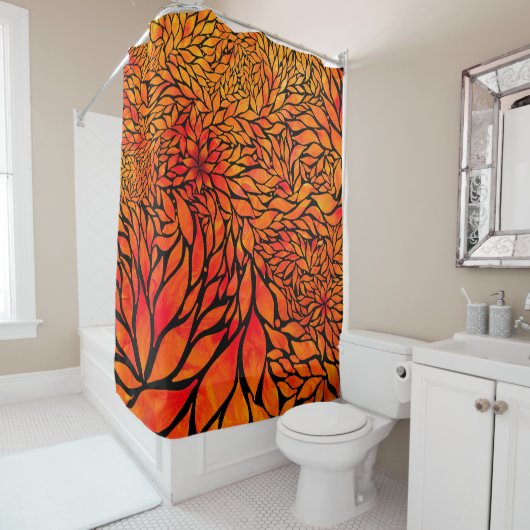 Rideaux De Douche Feuilles d'automne Abstraites (En situation)