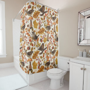 Rideaux De Douche Feuilles d'automne, baies, champignons et fleurs