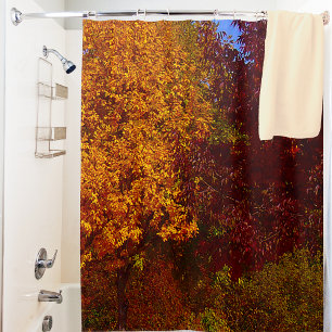 Rideaux De Douche Feuilles d'automne Jaune Orange Vert Brown