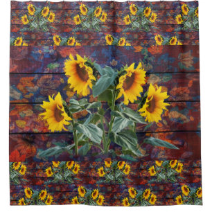 Rideaux De Douche Feuilles d'automne rustiques et tournesols