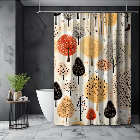 Rideaux De Douche Feuilles d'automne Whimsical arbres beige orange c