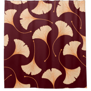 Rideaux De Douche Feuilles de Ginkgo biloba, motif floral transparen
