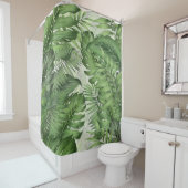 Rideaux De Douche Feuilles de jungle tropicale : arrière - plans flo (En situation)