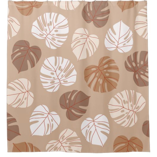 Rideaux De Douche Feuilles de Monstera Beige : Motif tendance à la m (Devant)