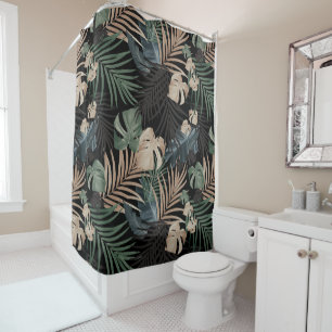 Rideaux De Douche Feuilles de nuit de la Jungle tropicale 13 - Répét