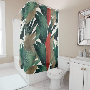 Rideaux De Douche Feuilles de palmier aux tons feutrés