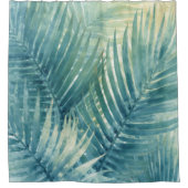 Rideaux De Douche Feuilles de palmier bleu sarcelle vert (Devant)