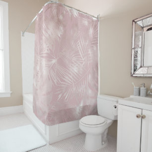 Rideaux De Douche Feuilles de Palmier Tropical Botanique Rose Gold R