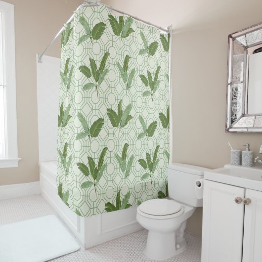 Rideaux De Douche Feuilles de palmiers tropicaux (En situation)