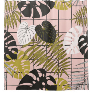 Rideaux De Douche Feuilles de palmiers tropicaux, été élégant.