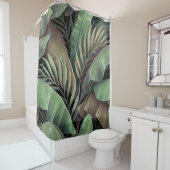 Rideaux De Douche Feuilles de palmiers tropicaux, illustration 3D de (En situation)