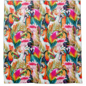 Rideaux De Douche Feuilles de perroquets et palmiers (Devant)