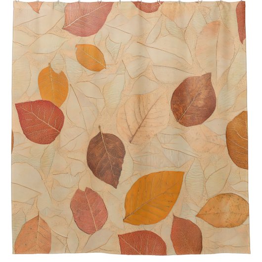 Rideaux De Douche Feuilles de saison sèches dorées orange rouge brun (Devant)