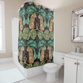 Rideaux De Douche Feuilles de tigres : Aquarelle Jungle sans joint. (En situation)