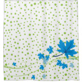 Rideaux De Douche Feuilles d'érable bleu et pois verts modernes (Devant)