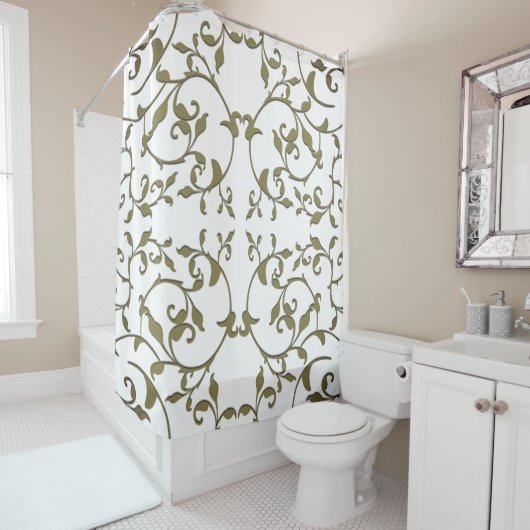 Rideaux De Douche Feuilles d'olive défilantes (En situation)