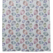 Rideaux De Douche Feuilles d'open work sur un arrière - plan gris cl (Devant)